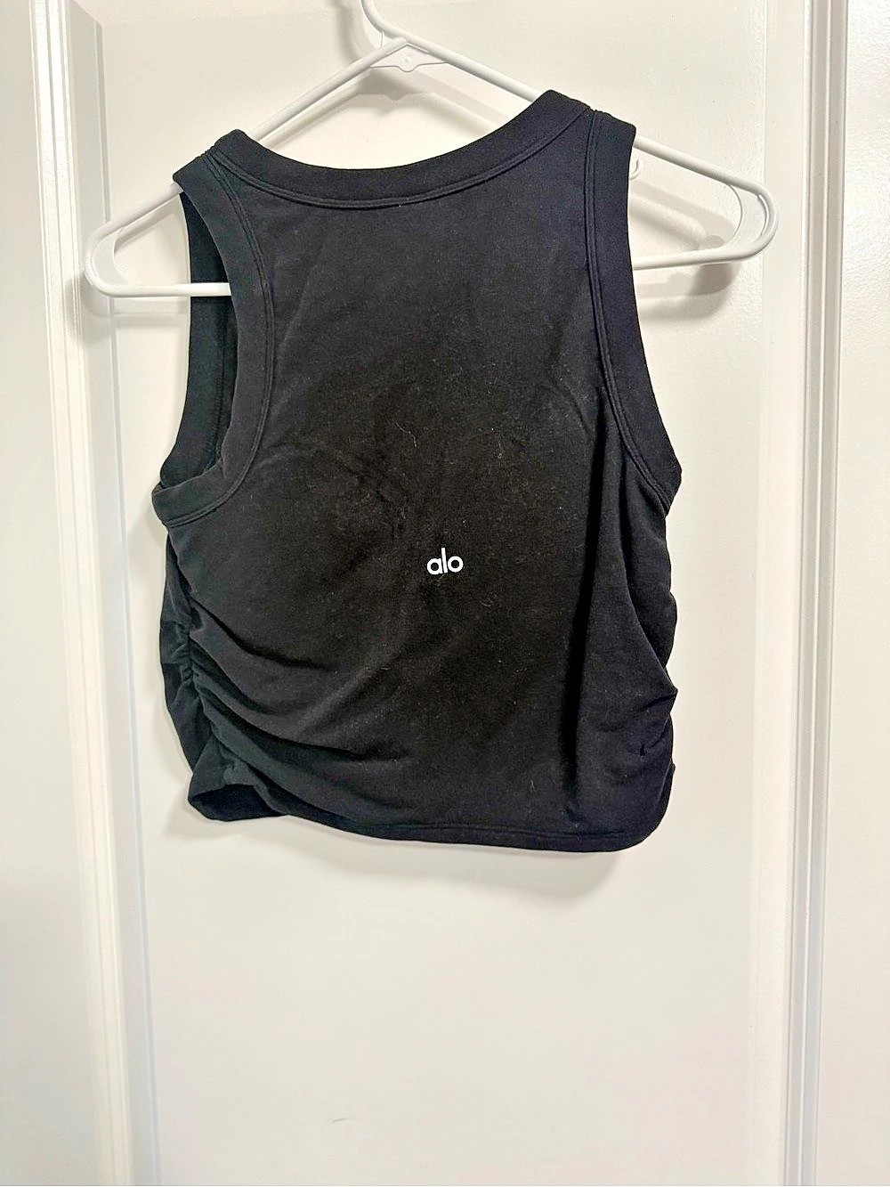 alo Ruched Black Tank Top Size Medium Like New - Picture 2 of 3